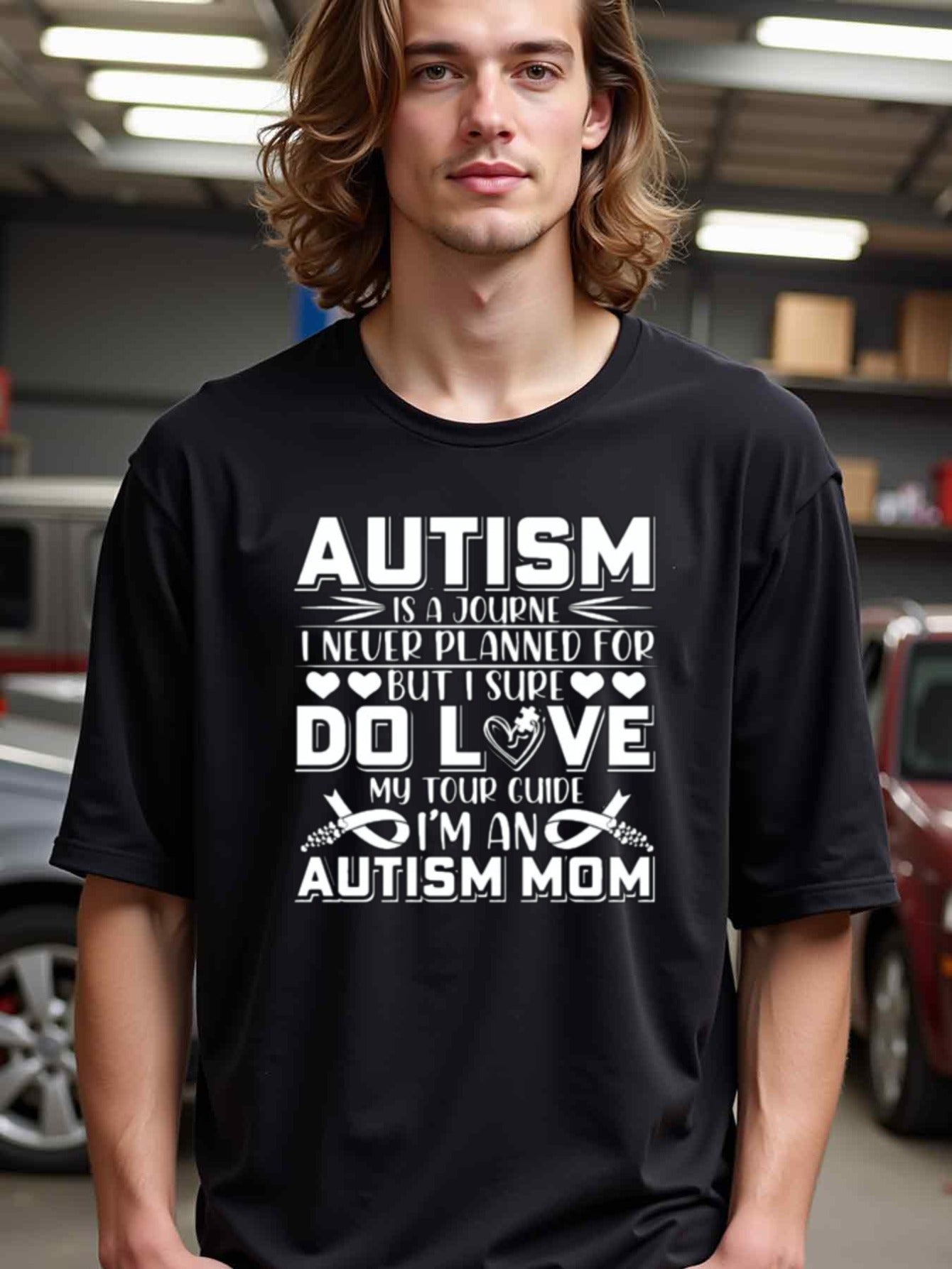 natee local warehouse clearance Autism Mom Journey: Love My Tour Guide T-shirt, 男t, 男t