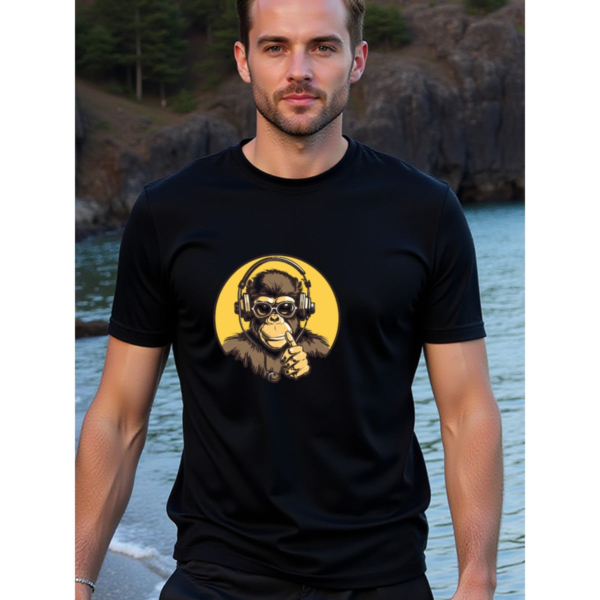 natee local warehouse clearance Aviator Monkey Graphic Tee - Fun, Trendy, and Stylish Design, 100% Cotton Fabric,Crew Neck,Short Sleeve,Regular Fit,All-season casual wear for man and teens-perfect for running, hiking, the beach, and parties Christian fest