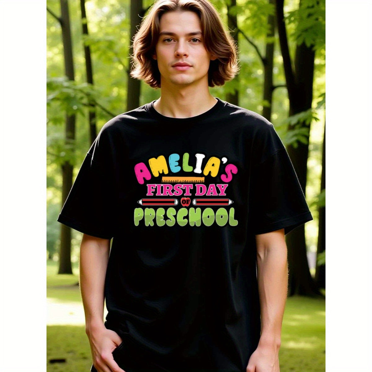 natee local warehouse clearance Amelia's First Day of Preschool - Personalized Kids T-shirt, 男t, 男t