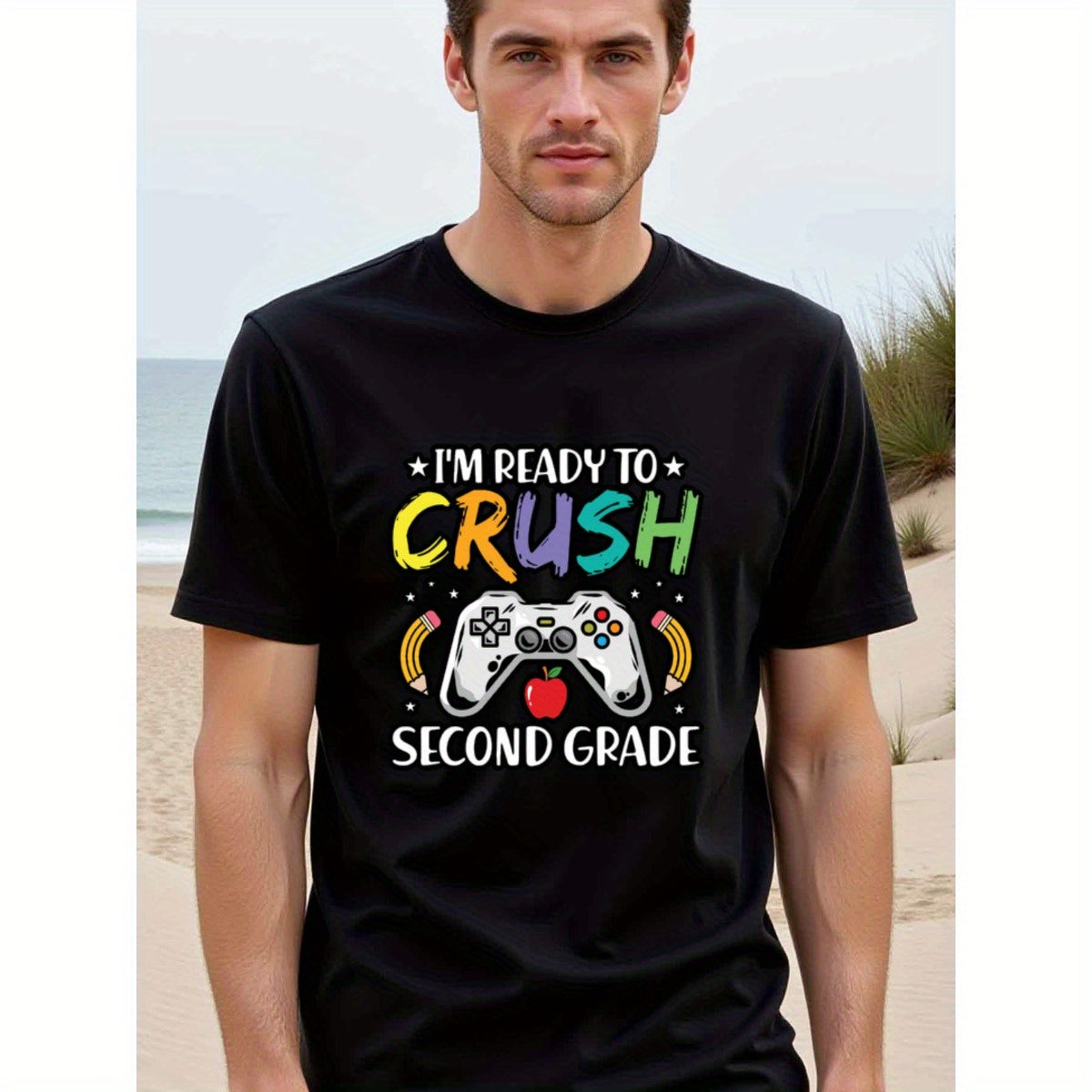 natee local warehouse clearance Back-to-school Gamer: Crush Second Grade T-shirt, 男t, 男t
