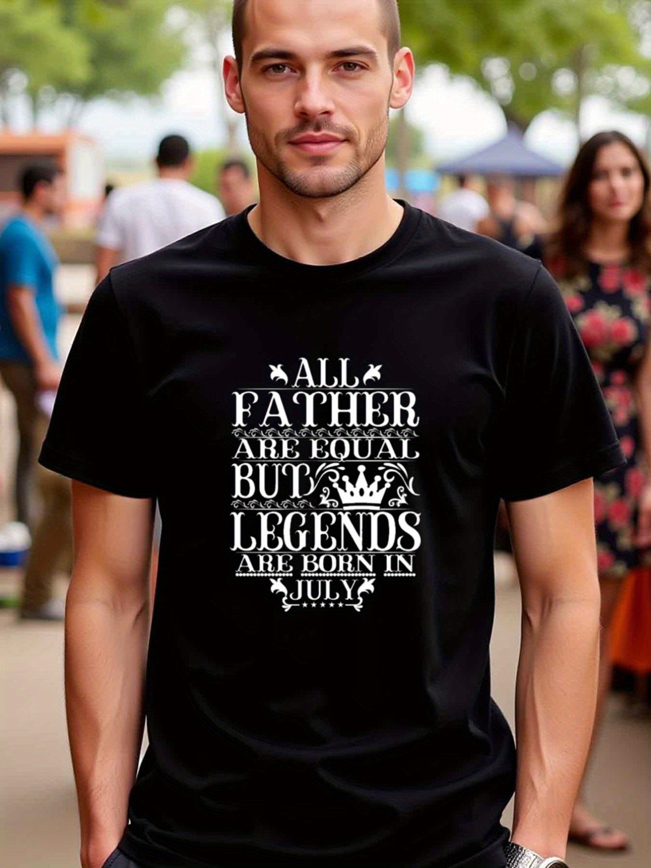 natee local warehouse clearance Legends Are Born in July: Father's Day Gift T-shirt, 100% Cotton Fabric,Crew Neck,Regular Fit,Weekend Casual Wear,180gsm Family Friends Christian festival Thanksgiving Day,