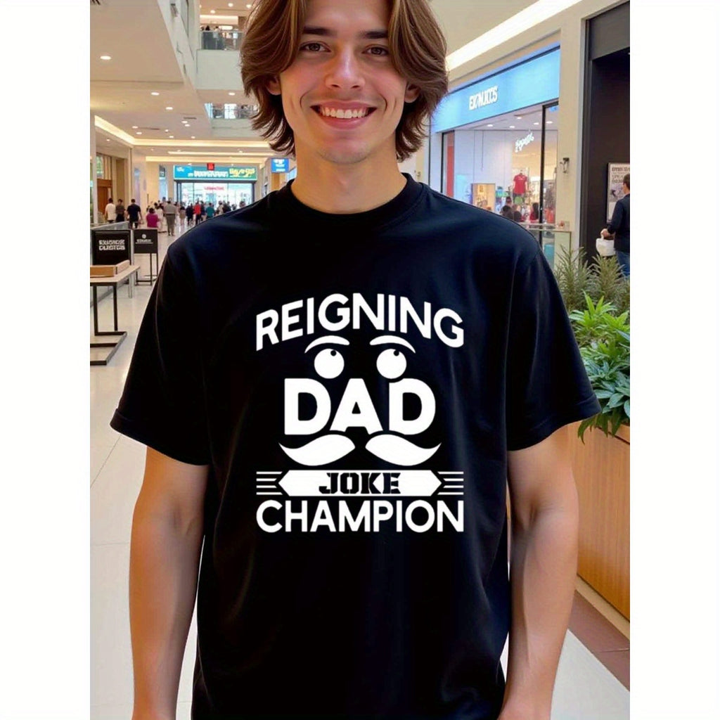 natee local warehouse clearance Reigning Dad Joke Champion - Funny Father's Day T-shirt, man's T-Shirt,100% Cotton Fabric,Crew Neck,Short Sleeve,Regular Fit,All-Season Casual Wear,180gsm-Ideal For Summer Holiday Gift,