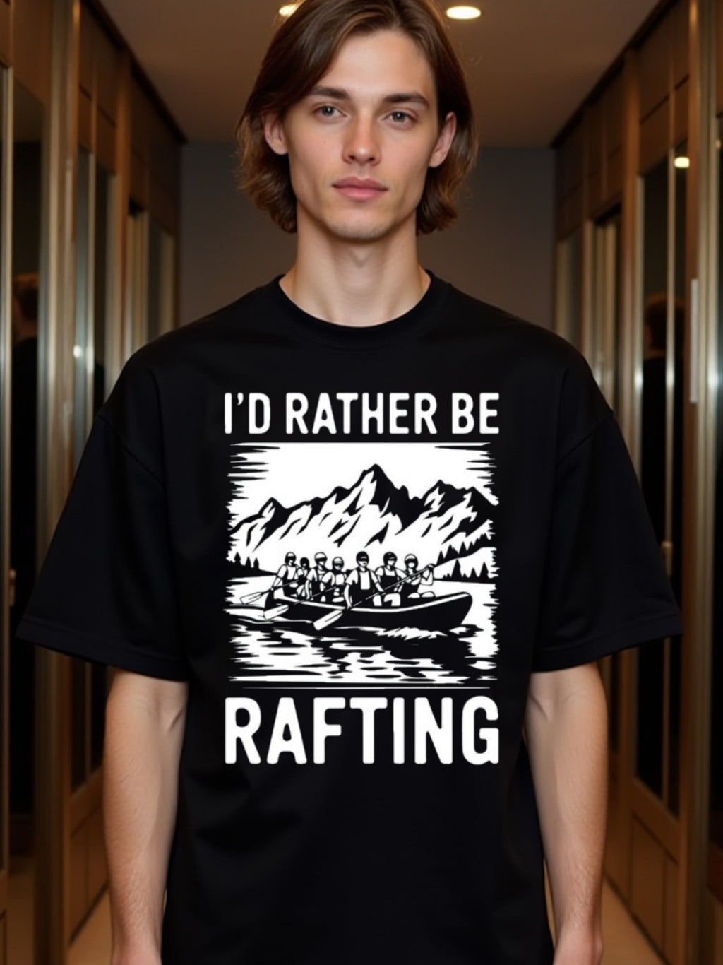 natee local warehouse clearance Adventure Seeker's I'd Rather Be Rafting Tee, man's T-Shirt,100% Cotton Fabric,Crew Neck,Short Sleeve,Regular Fit,All-Season Casual Wear,180gsm-Ideal for Valentines Christian festival Thanksgiving Day,