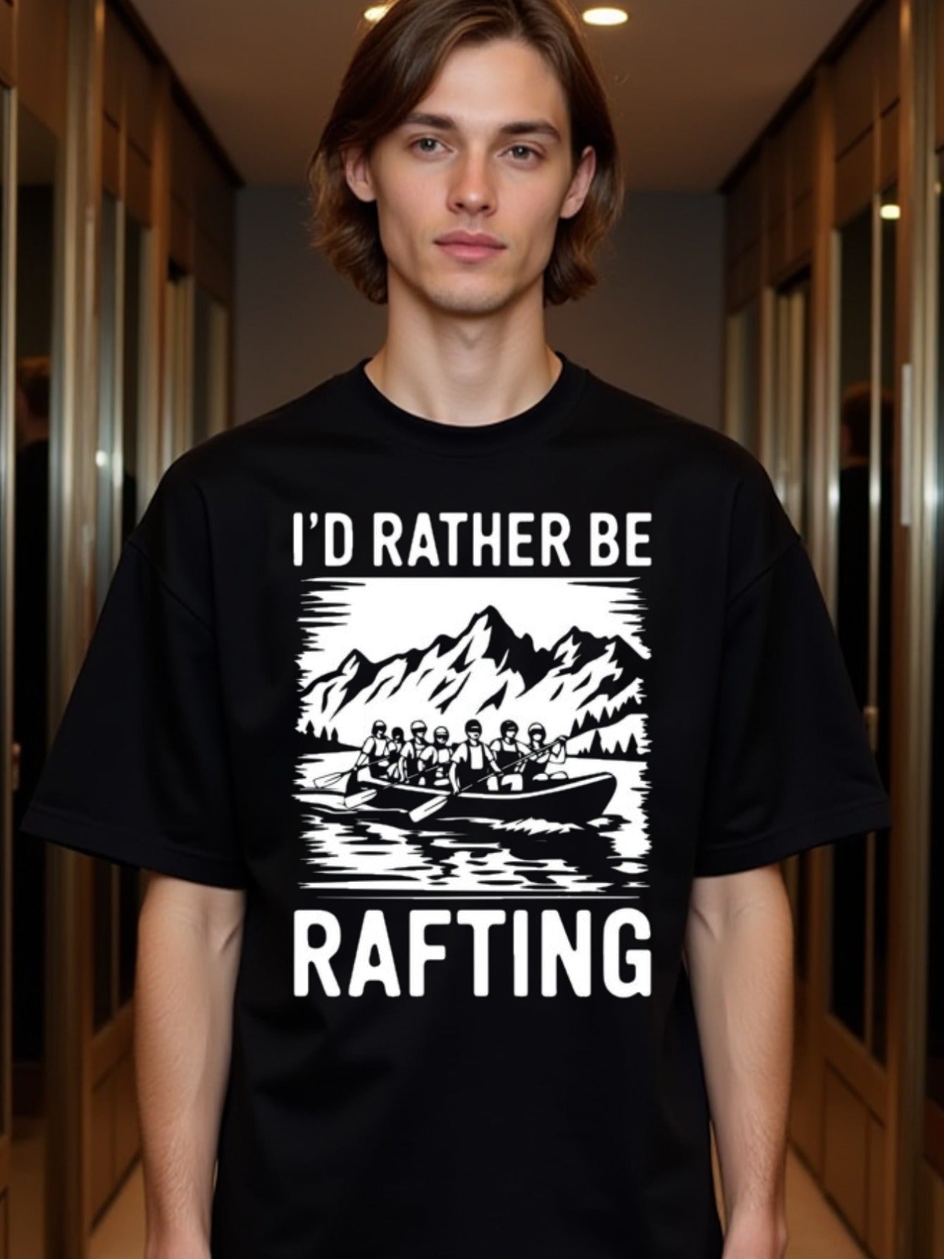 natee local warehouse clearance Adventure Seeker's I'd Rather Be Rafting Tee, man's T-Shirt,100% Cotton Fabric,Crew Neck,Short Sleeve,Regular Fit,All-Season Casual Wear,180gsm-Ideal for Valentines Christian festival Thanksgiving Day,