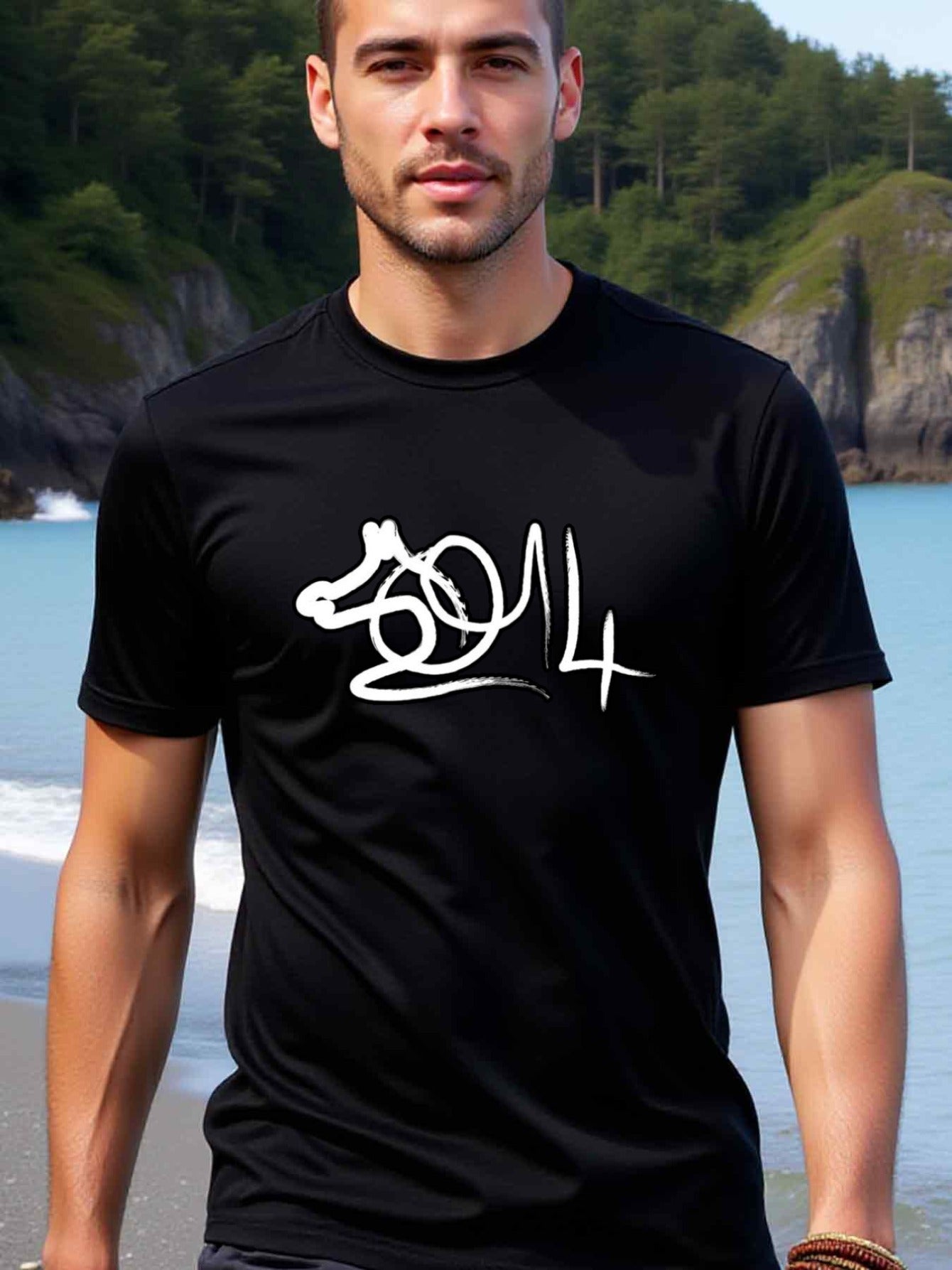natee local warehouse clearance 2014 Year of the Horse Graphic Tee, man's T-Shirt,100% Cotton Fabric,Crew Neck,Short Sleeve,Regular Fit,All-Season Casual Wear,180gsm-Ideal for Valentines Christian festival Thanksgiving Day, 男t
