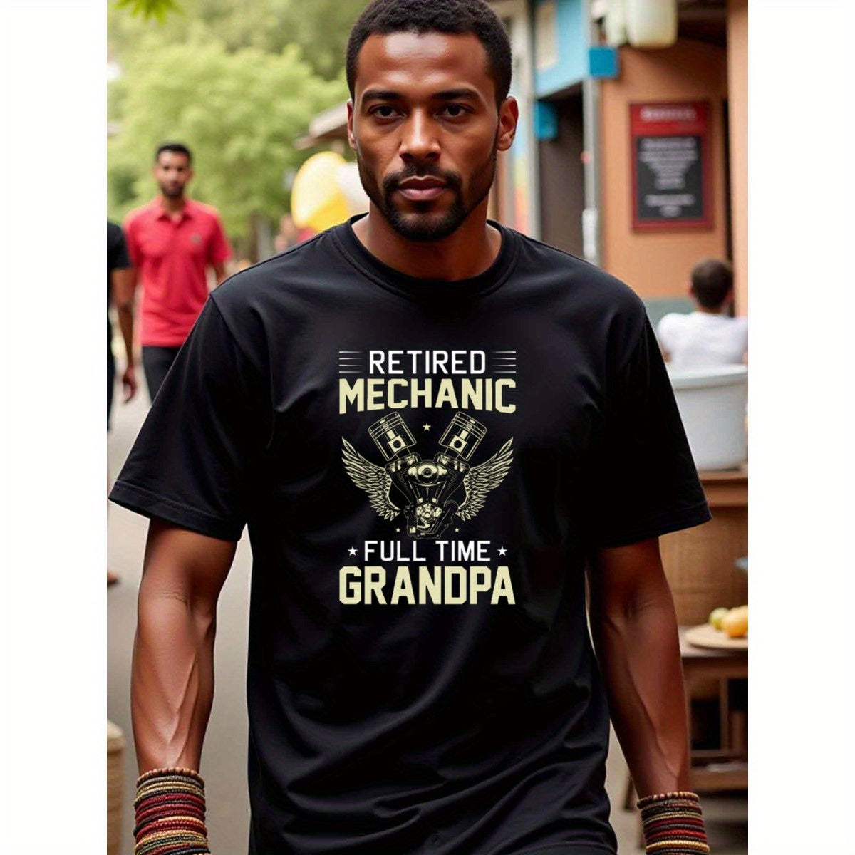 natee local warehouse clearance Retired Mechanic, Full-time Grandpa - Proud Grandpa Gift T-shirt, man's T-Shirt,100% Cotton Fabric,Crew Neck,Short Sleeve,Regular Fit,All-Season Casual Wear,180gsm-Ideal for Valentines Christian festival Thanksgiving Day,