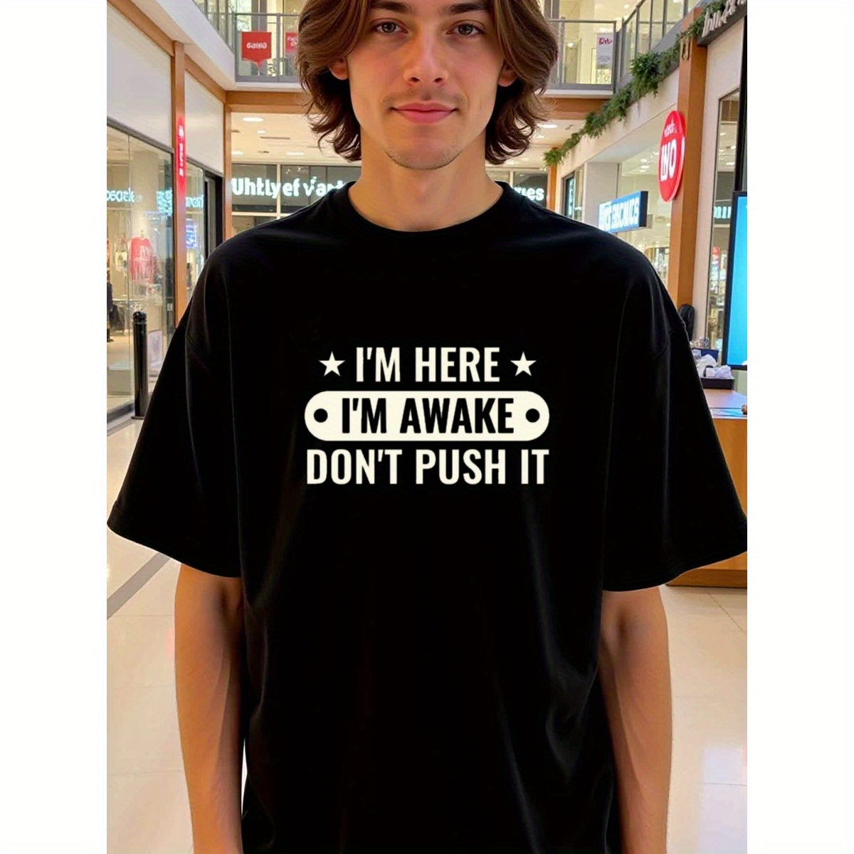 natee local warehouse clearance Awake and Ready: Humorous T-shirt for Lazy Mornings, man's T-Shirt,100% Cotton Fabric,Crew Neck,Short Sleeve,Regular Fit,All-Season Casual Wear,180gsm-Ideal For Summer Holiday Gift,