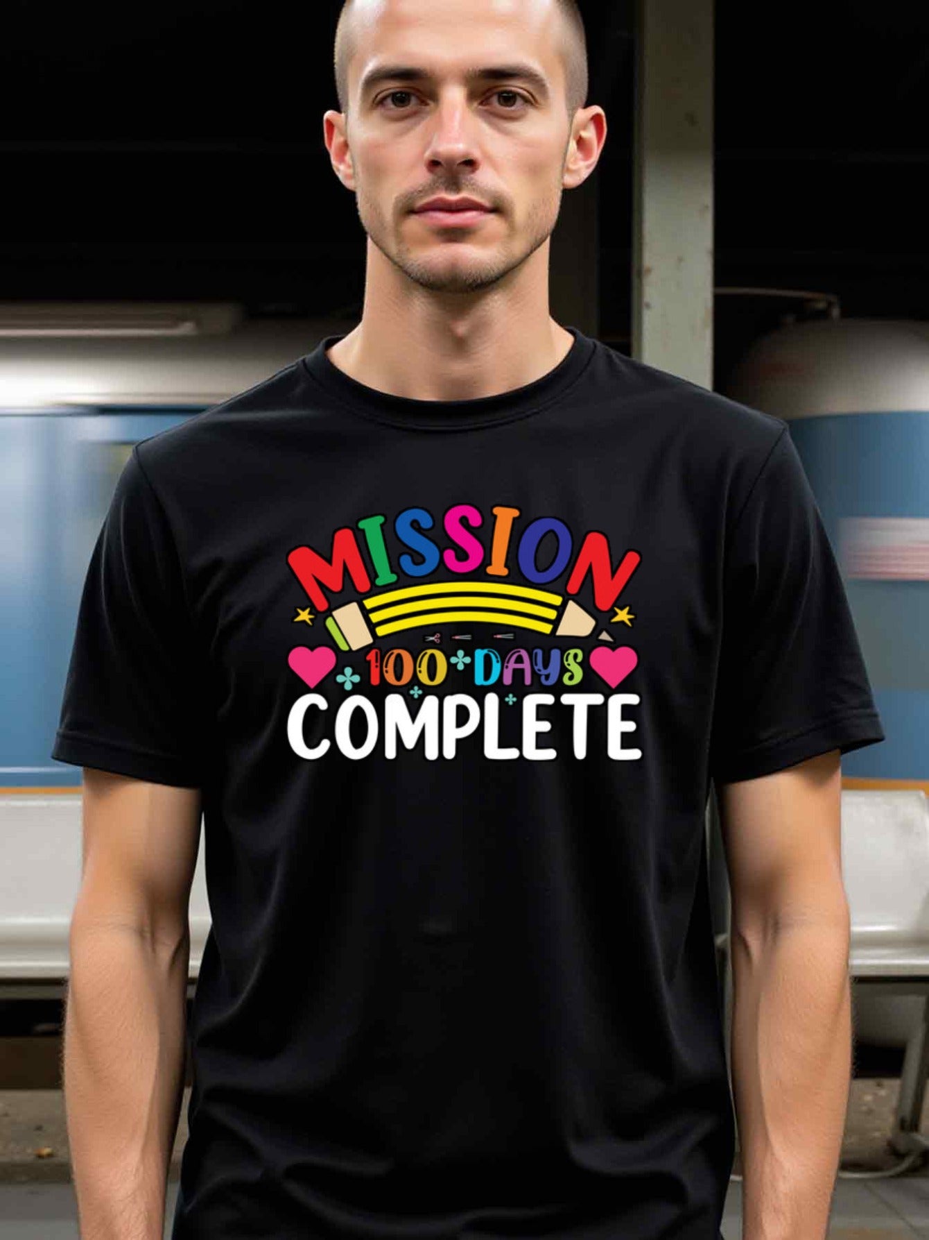 natee local warehouse clearance 100 Days of School Mission Complete Shirt, 男t