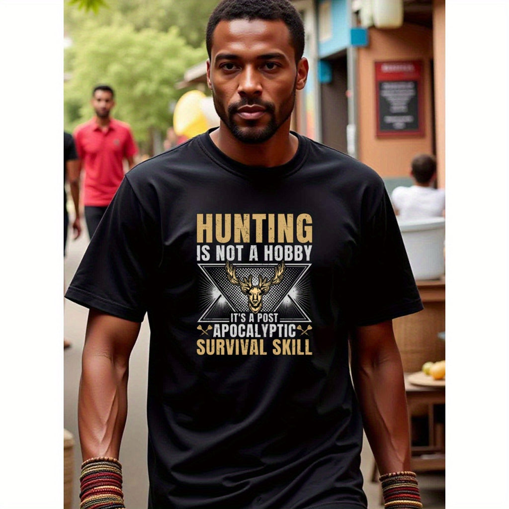 natee local warehouse clearance Hunting Survivalist: Post-apocalyptic Essential T-shirt, man's T-Shirt,100% Cotton Fabric,Crew Neck,Short Sleeve,Regular Fit,All-Season Casual Wear,180gsm-Ideal For Summer Holiday Gift,