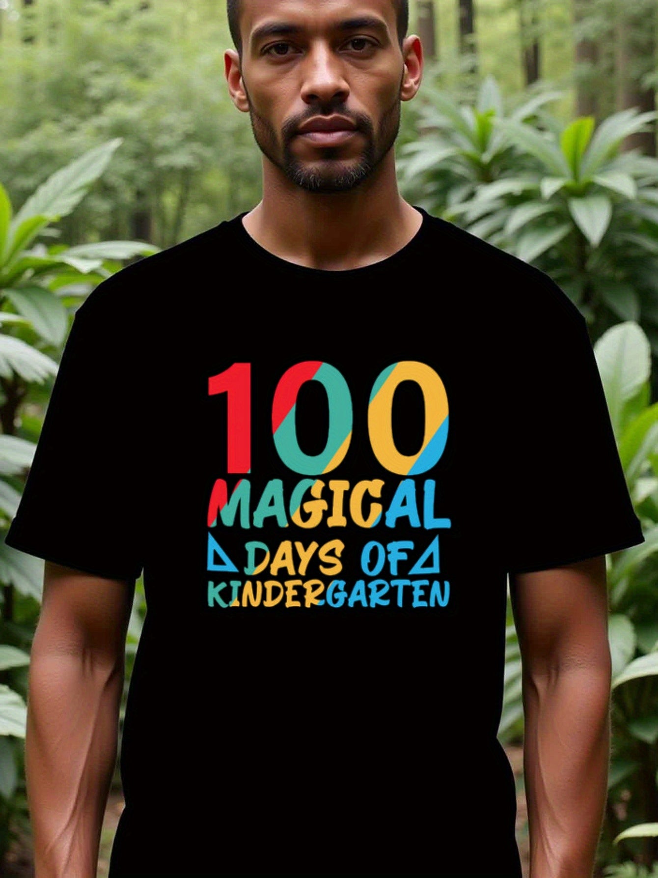 natee local warehouse clearance 100 Magical Days of Kindergarten Celebration T-shirt, man's T-Shirt,100% Cotton Fabric,Crew Neck,Short Sleeve,Regular Fit,All-Season Casual Wear,180gsm-Ideal for All Saints' Day Thanksgiving Day, 男t