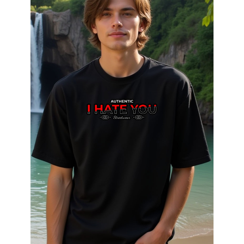 natee local warehouse clearance Authentic Streetwear I Hate You Graphic Tee, man's T-Shirt,100% Cotton Fabric,Crew Neck,Short Sleeve,Regular Fit,All-Season Casual Wear,180gsm-Ideal for Valentines Christian festival Thanksgiving Day, 男t