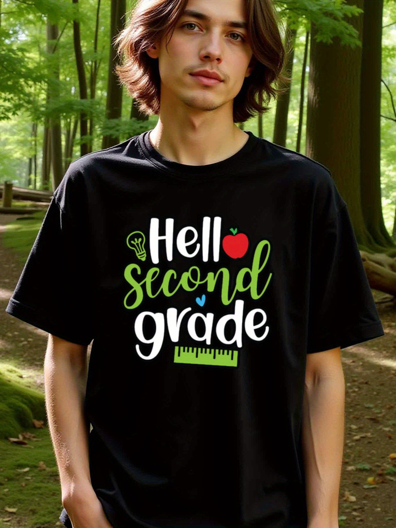 natee local warehouse clearance Back to School Hello Second Grade Teacher T-shirt, 男t