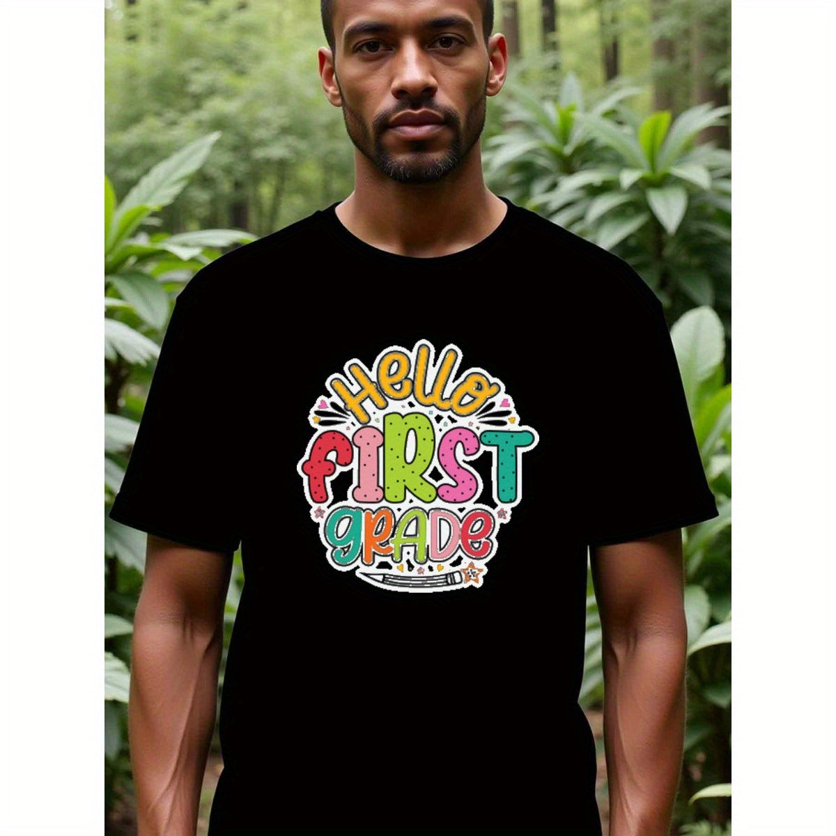 natee local warehouse clearance Back to School Hello First Grade Graphic Tee, 男t, 男t