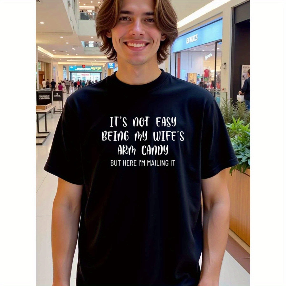 natee local warehouse clearance Arm Candy Humor: Fun T-shirt for Couples, man's T-Shirt,100% Cotton Fabric,Crew Neck,Short Sleeve,Regular Fit,All-Season Casual Wear,180gsm-Ideal For Summer Holiday Gift,