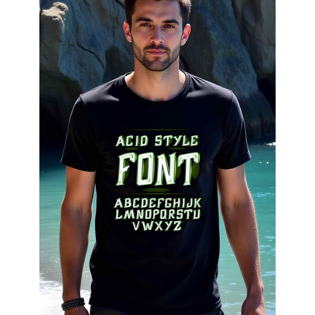 natee local warehouse clearance Acid Style Font T-shirt - Unique Lettering Design, man's T-Shirt,100% Cotton Fabric,Crew Neck,Short Sleeve,Regular Fit,All-Season Casual Wear,180gsm-Ideal for Valentines Christian festival Thanksgiving Day, 男t