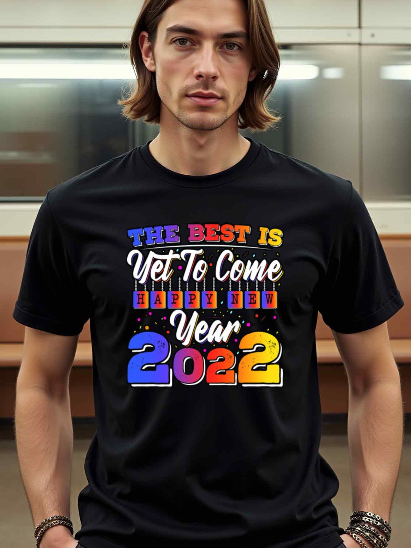 natee local warehouse clearance 2022 Happy New Year: the Best Is Yet to Come T-shirt, 男t, 男t