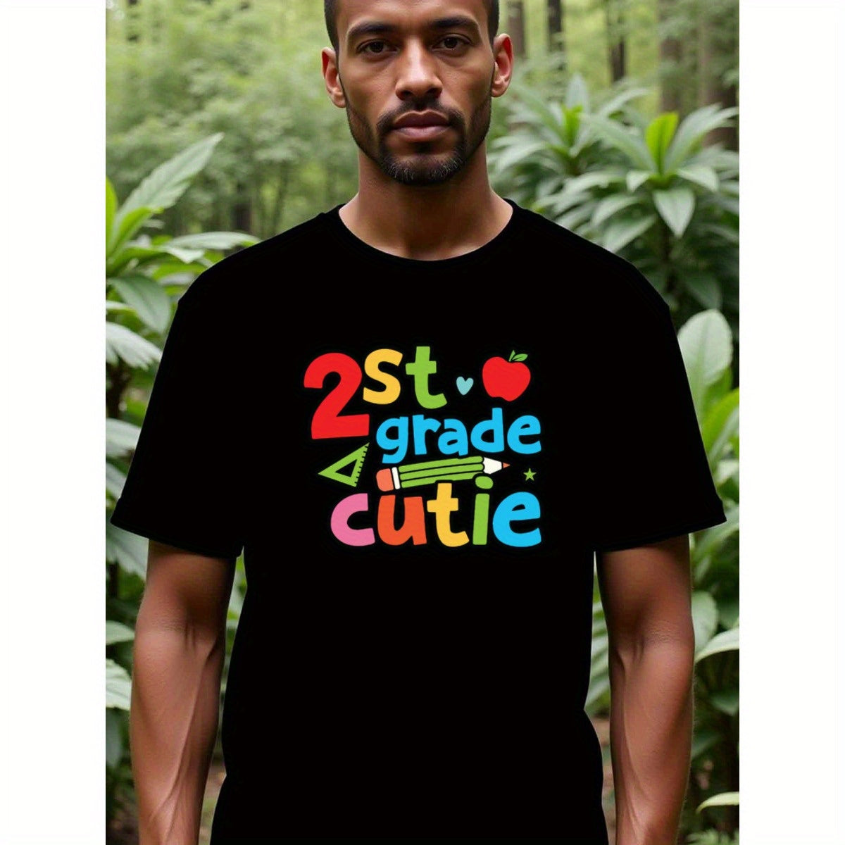 natee local warehouse clearance Back to School 2nd Grade Cutie T-shirt, man's T-Shirt,100% Cotton Fabric,Crew Neck,Short Sleeve,Regular Fit,All-Season Casual Wear,180gsm-Ideal for Valentines Christian festival Thanksgiving Day, 男t
