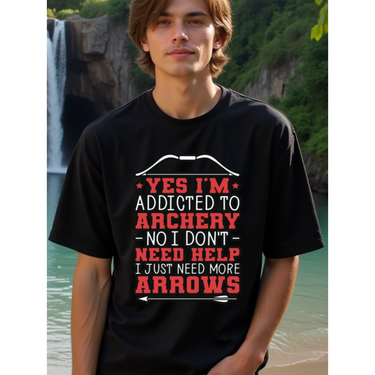 natee local warehouse clearance Archery Enthusiast's Tee: Addicted to Arrows, 100% Cotton Fabric,Crew Neck,Regular Fit,Weekend Casual Wear,180gsm Family Friends Christian festival Thanksgiving Day, 男t