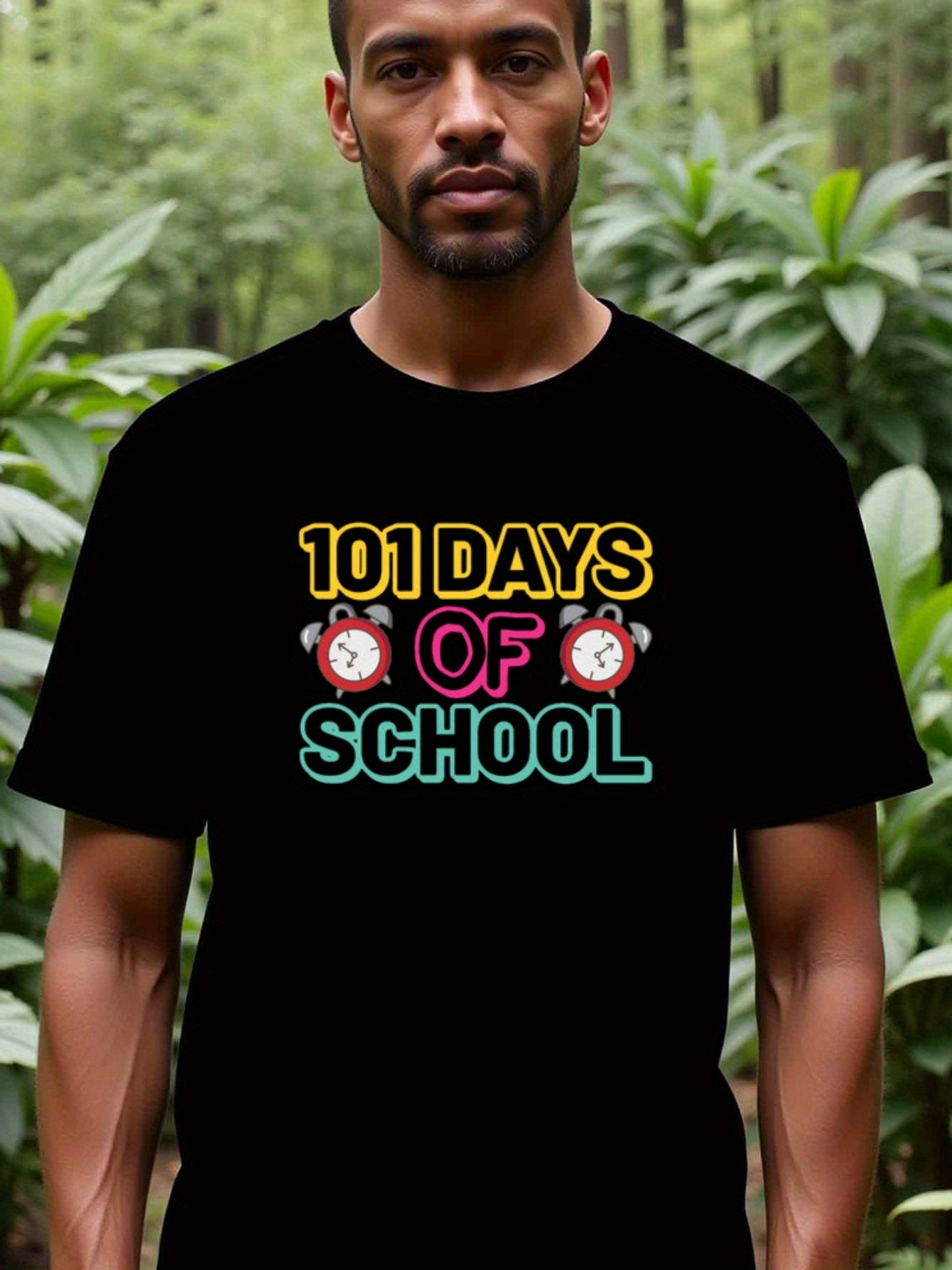 natee local warehouse clearance 101 Days of School - Celebrate Milestone with Style!, 100% Cotton Fabric,Crew Neck,Regular Fit,Weekend Casual Wear,180gsm Family Friends Christian festival Thanksgiving Day, 男t