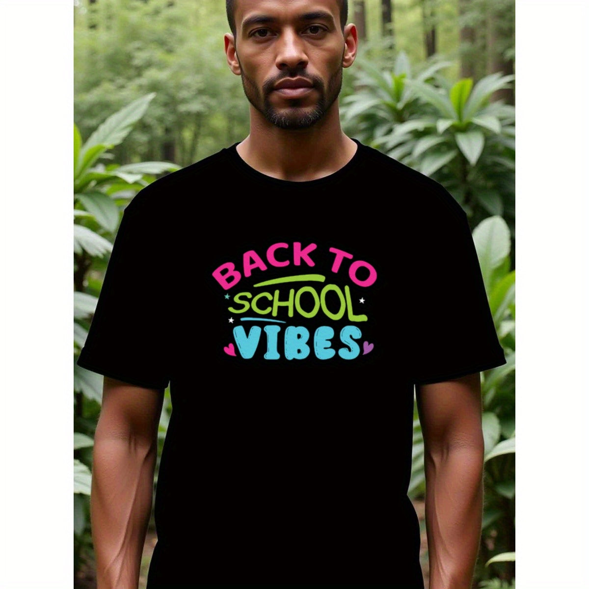 natee local warehouse clearance Back to School Vibes - Colorful Graphic T-shirt, 100% Cotton Fabric,Crew Neck,Short Sleeve,Regular Fit,All-season casual wear for man and teens-perfect for running, hiking, the beach, and parties Christian festival Thanksgi