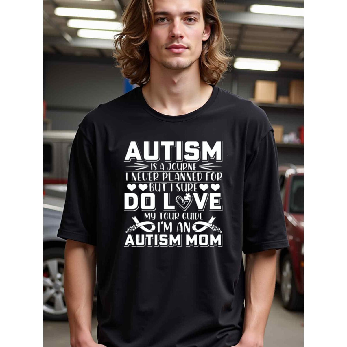 natee local warehouse clearance Autism Mom Journey: Love My Tour Guide T-shirt, 男t, 男t