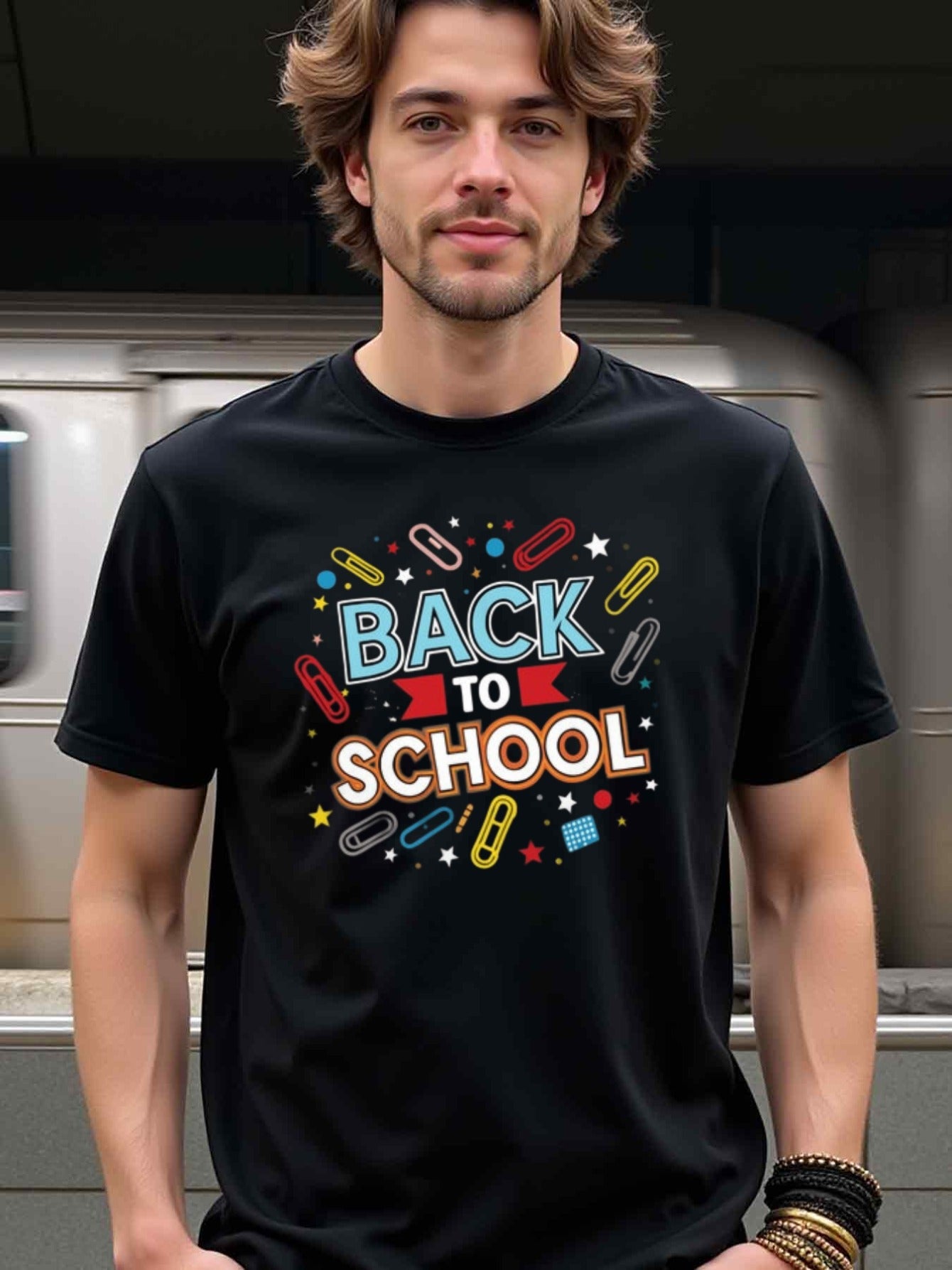 natee local warehouse clearance Back to School Fun Graphic Tee for Men, man's T-Shirt,100% Cotton Fabric,Crew Neck,Short Sleeve,Regular Fit,All-Season Casual Wear,180gsm-Ideal for Valentines Christian festival Thanksgiving Day, 男t
