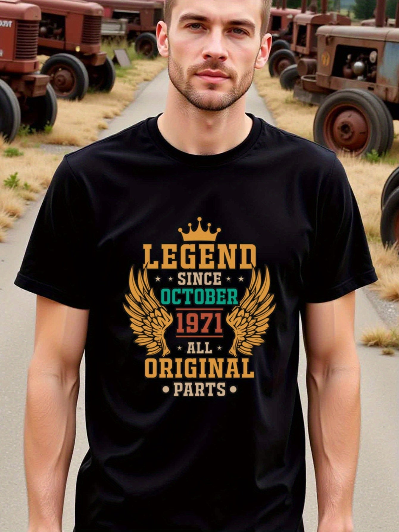 natee local warehouse clearance 52nd Birthday Gift Legend Since October 1971 T-shirt, man's T-Shirt,100% Cotton Fabric,Crew Neck,Short Sleeve,Regular Fit,All-Season Casual Wear,180gsm-Ideal for All Saints' Day Thanksgiving Day, 男t