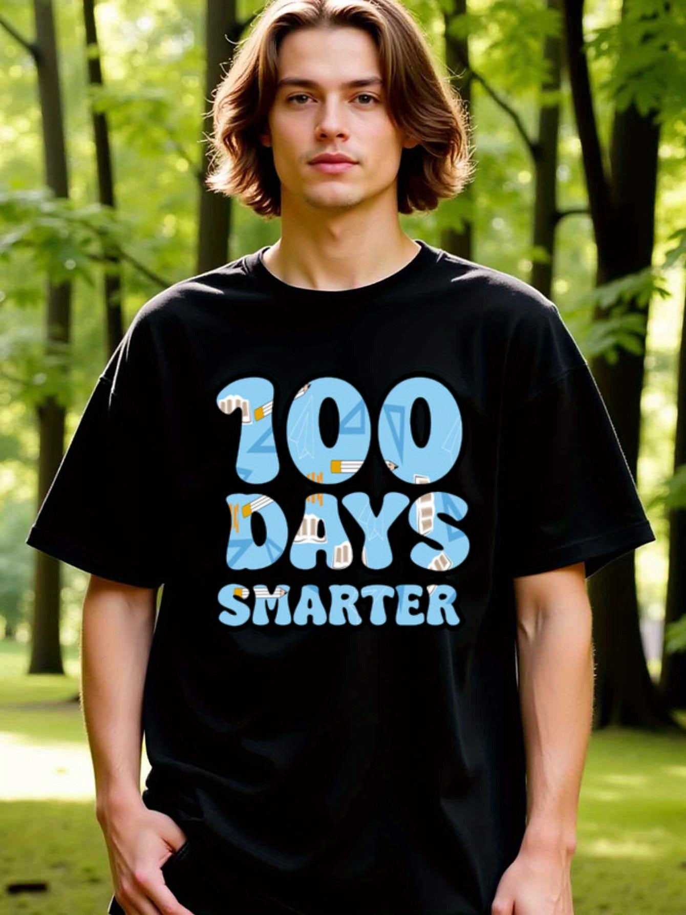 natee local warehouse clearance 100 Days Smarter: Celebrate Learning Milestone T-shirt, 男t