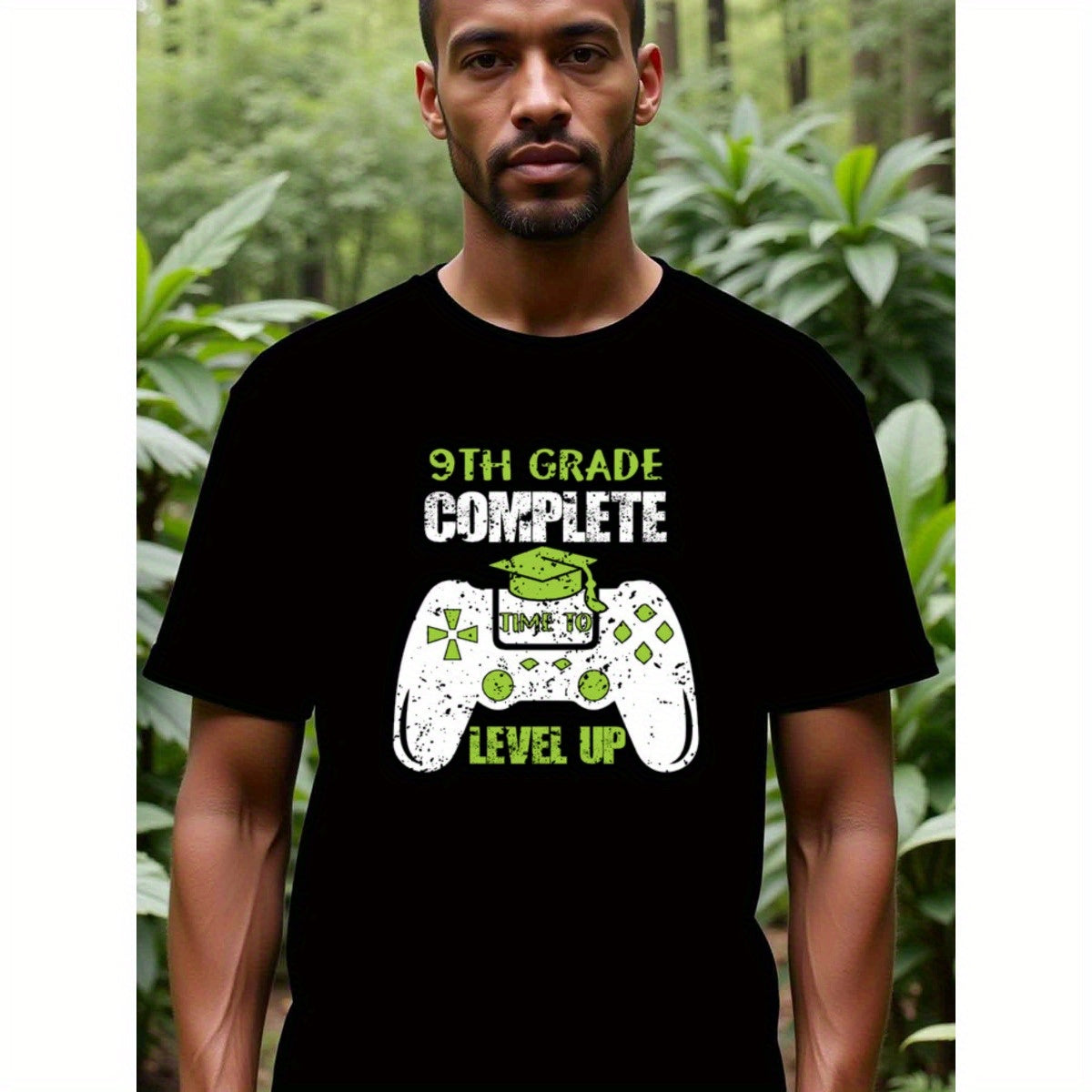 natee local warehouse clearance 9th Grade Complete: Time to Level Up Gamer Graduation T-shirt, man's T-Shirt,100% Cotton Fabric,Crew Neck,Short Sleeve,Regular Fit,All-Season Casual Wear,180gsm-Ideal for Valentines Christian festival Thanksgiving Day, 男t