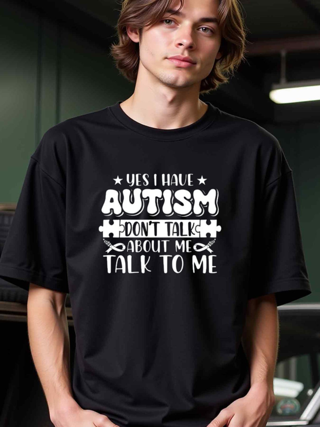 natee local warehouse clearance Autism Awareness: Talk to Me, Not About Me, 100% Cotton Fabric,Crew Neck,Regular Fit,Weekend Casual Wear,180gsm Family Friends Christian festival Thanksgiving Day, 男t