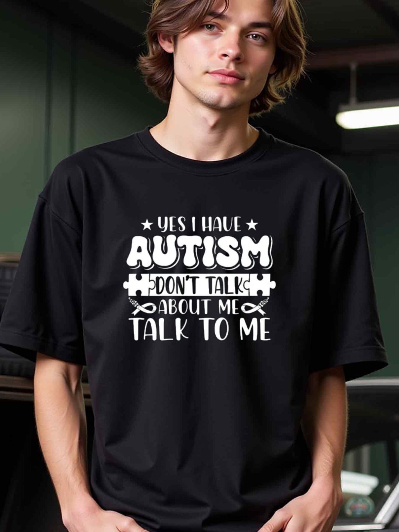 natee local warehouse clearance Autism Awareness: Talk to Me, Not About Me, 100% Cotton Fabric,Crew Neck,Regular Fit,Weekend Casual Wear,180gsm Family Friends Christian festival Thanksgiving Day, 男t
