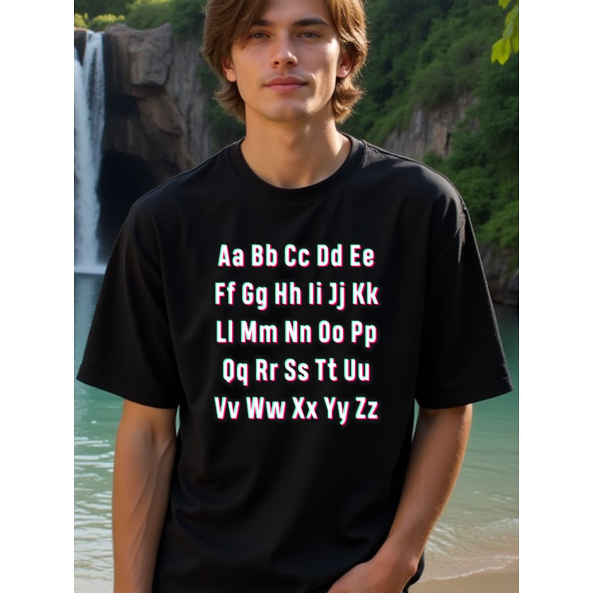 natee local warehouse clearance Alphabet Letters T-shirt - Fun, Educational, and Stylish Design, man's T-Shirt,100% Cotton Fabric,Crew Neck,Short Sleeve,Regular Fit,All-Season Casual Wear,180gsm-Ideal for All Saints' Day Thanksgiving Day, 男t