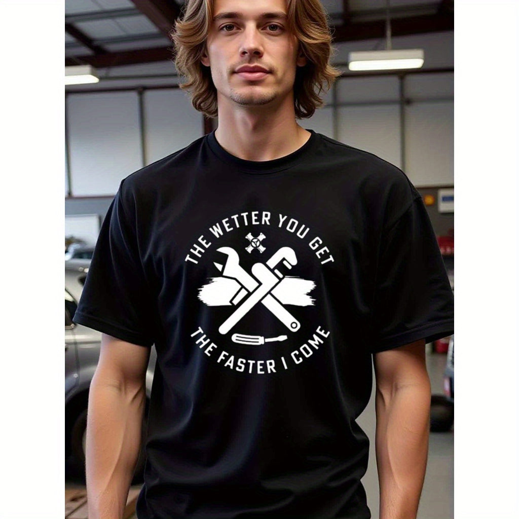 natee local warehouse clearance Auto Mechanic Humor: the Wetter You Get, the Faster I Come T-shirt, 100% Cotton Fabric,Crew Neck,Short Sleeve,Regular Fit,All-season casual wear for man and teens-perfect for running, hiking, the beach, and parties Christia