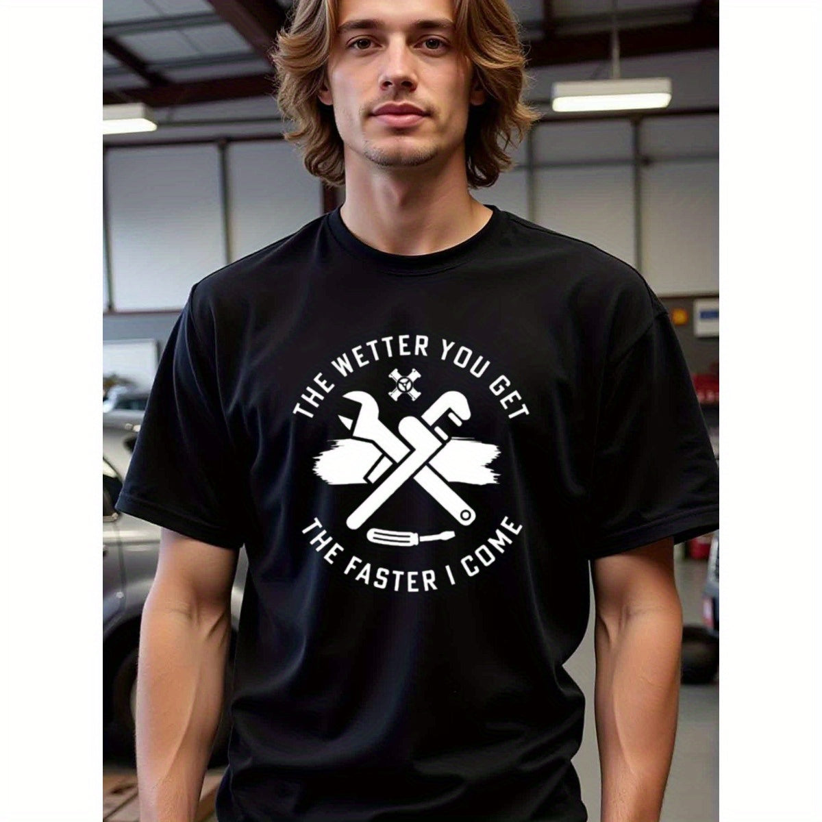 natee local warehouse clearance Auto Mechanic Humor: the Wetter You Get, the Faster I Come T-shirt, 100% Cotton Fabric,Crew Neck,Short Sleeve,Regular Fit,All-season casual wear for man and teens-perfect for running, hiking, the beach, and parties Christia
