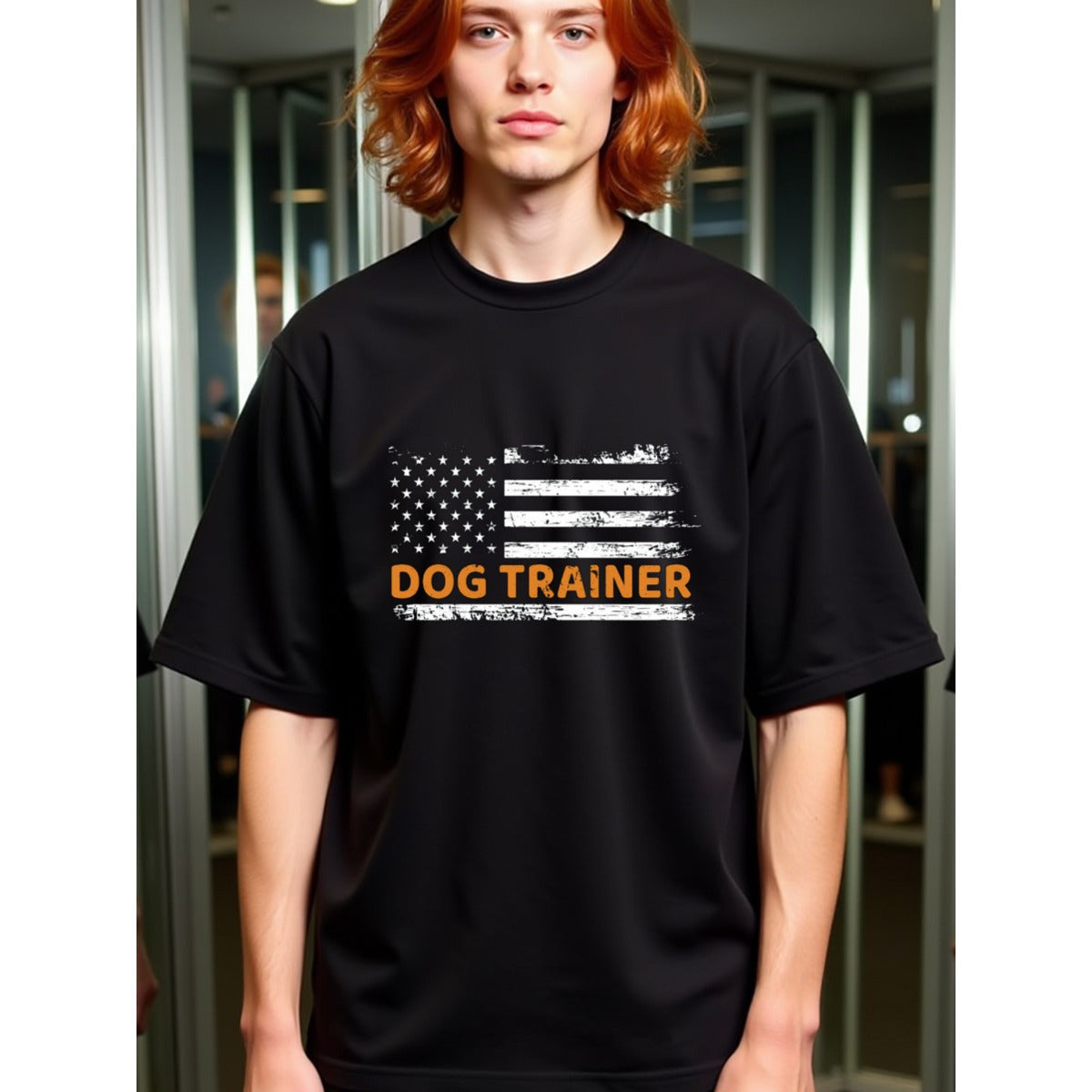 natee local warehouse clearance American Pride Dog Trainer T-shirt, man's T-Shirt,100% Cotton Fabric,Crew Neck,Short Sleeve,Regular Fit,All-Season Casual Wear,180gsm-Ideal For Summer Holiday Gift,