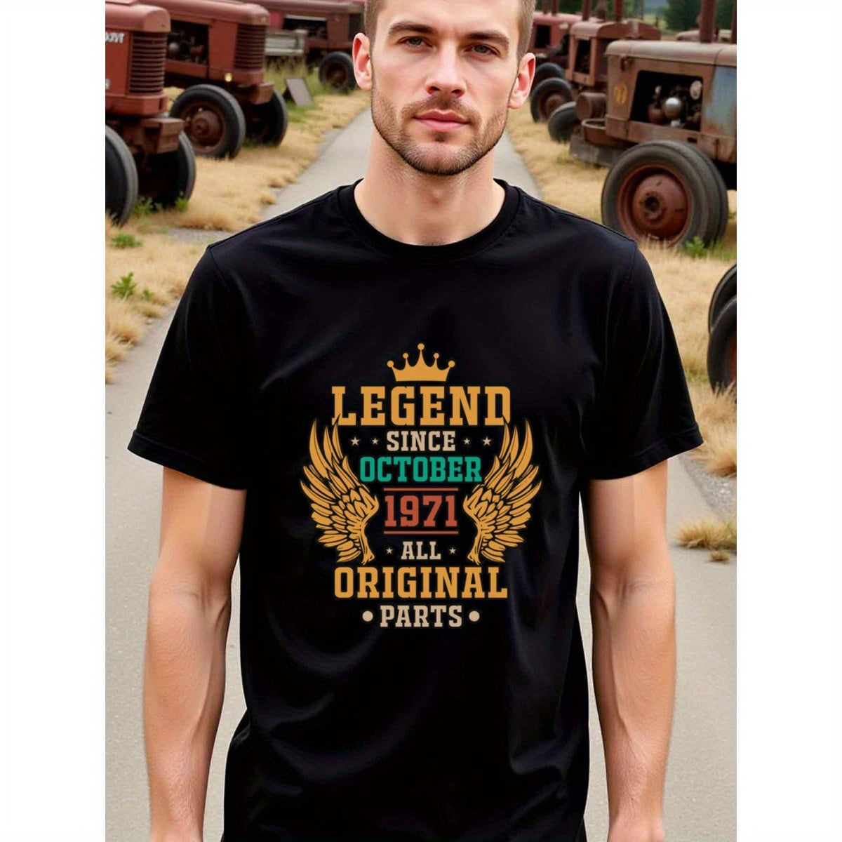 natee local warehouse clearance 52nd Birthday Gift Legend Since October 1971 T-shirt, man's T-Shirt,100% Cotton Fabric,Crew Neck,Short Sleeve,Regular Fit,All-Season Casual Wear,180gsm-Ideal for All Saints' Day Thanksgiving Day, 男t