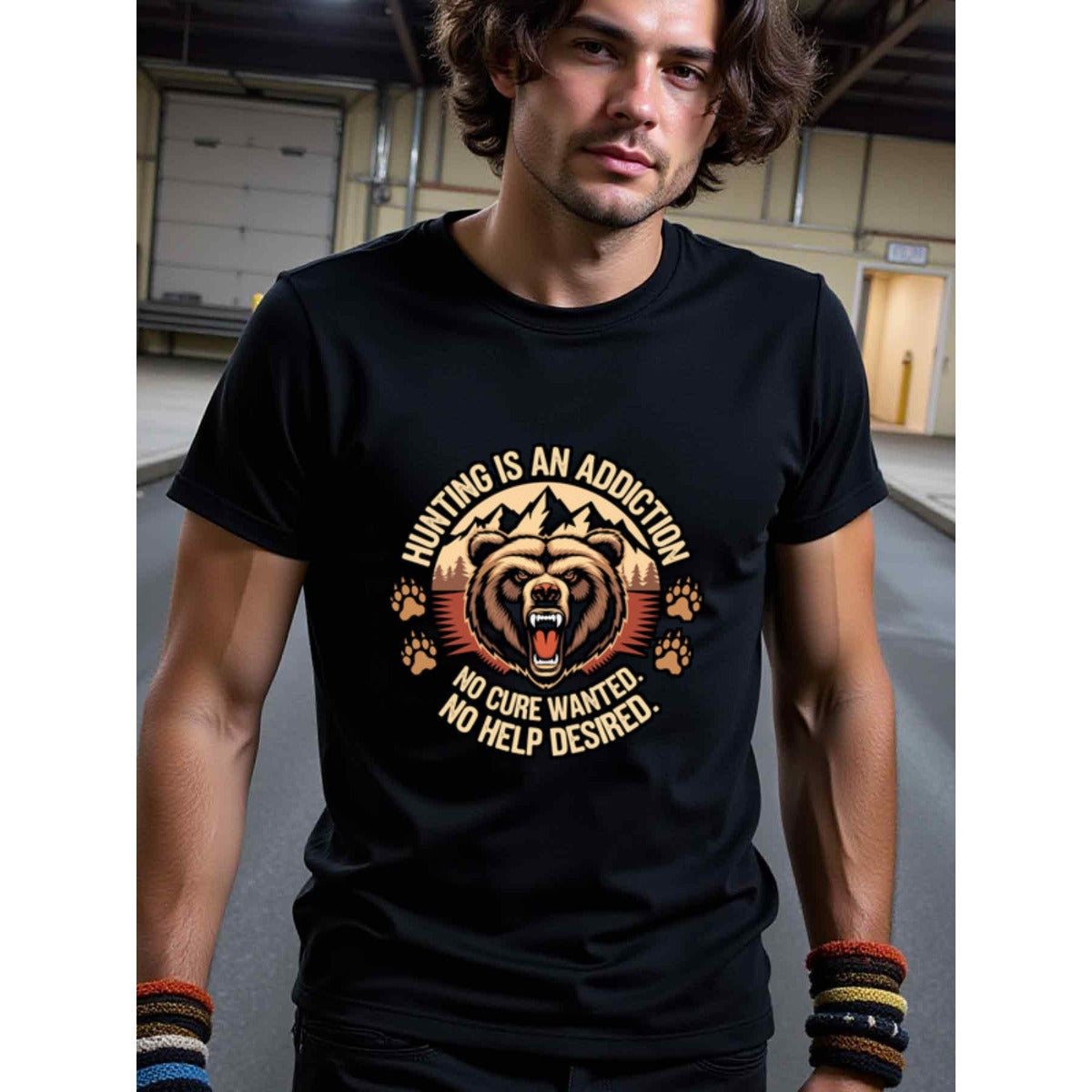natee local warehouse clearance Addicted to Hunting: No Cure Wanted, No Help Desired T-shirt, man's T-Shirt,100% Cotton Fabric,Crew Neck,Short Sleeve,Regular Fit,All-Season Casual Wear,180gsm-Ideal for All Saints' Day Thanksgiving Day, 男t