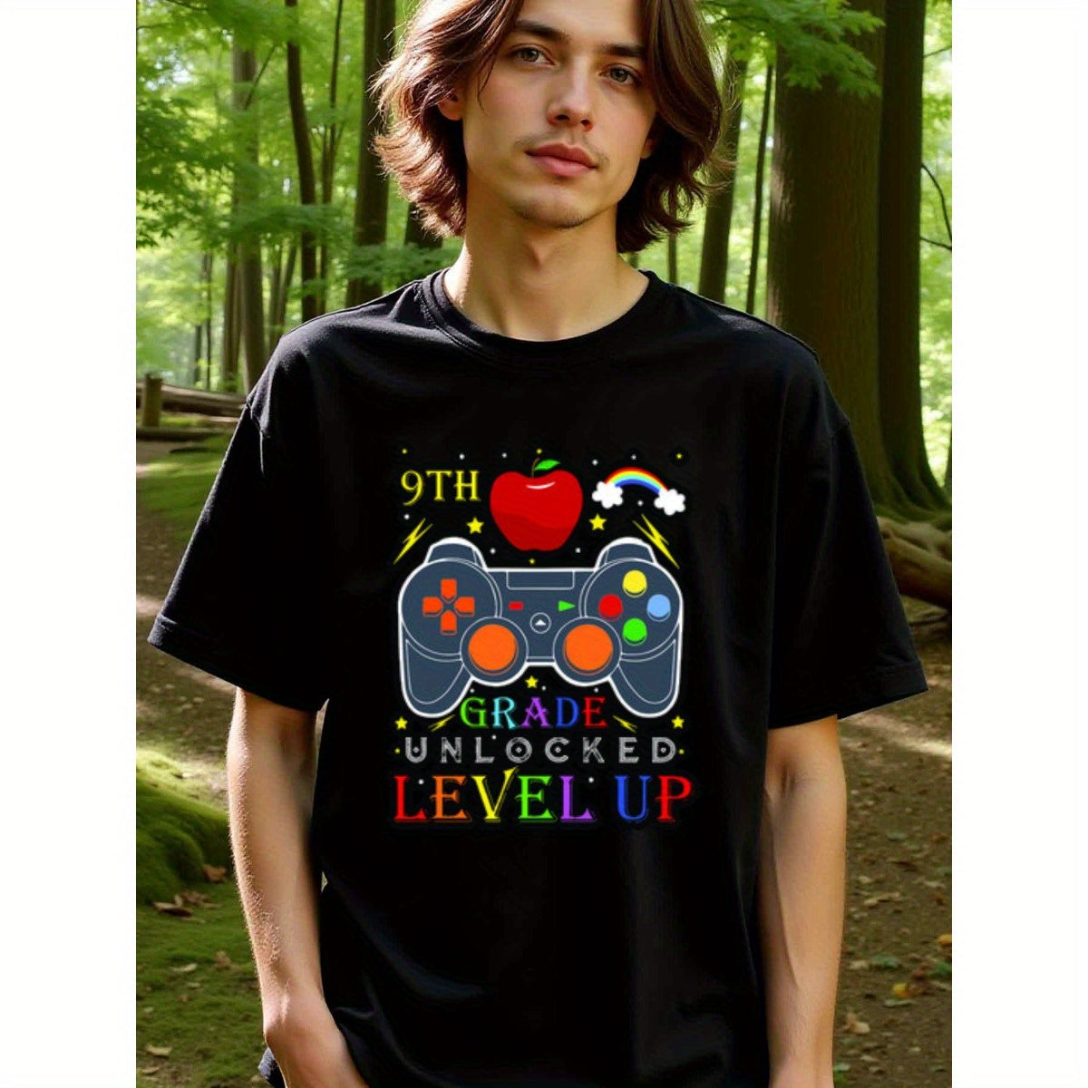 natee local warehouse clearance Back to School Gamer: 9th Grade Unlocked Level Up T-shirt, 男t
