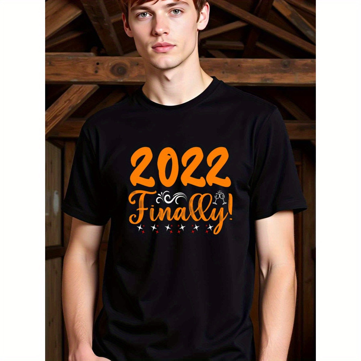 natee local warehouse clearance 2022 Finally! Celebrate New Year's Eve T-shirt, man's T-Shirt,100% Cotton Fabric,Crew Neck,Short Sleeve,Regular Fit,All-Season Casual Wear,180gsm-Ideal for Valentines Christian festival Thanksgiving Day,