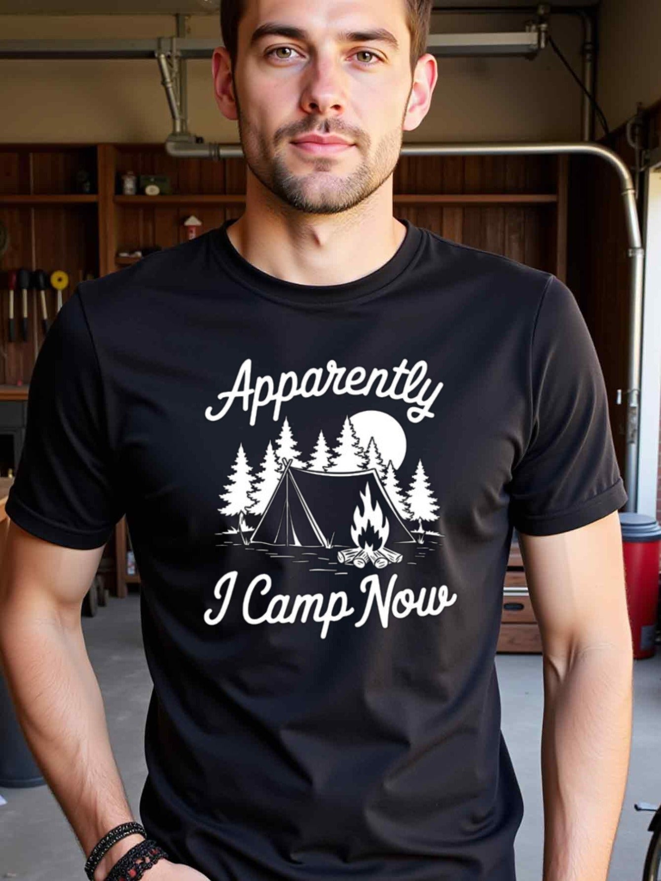 natee local warehouse clearance Apparantly I Camp Now - Camping Enthusiast Tee, 男t, 男t