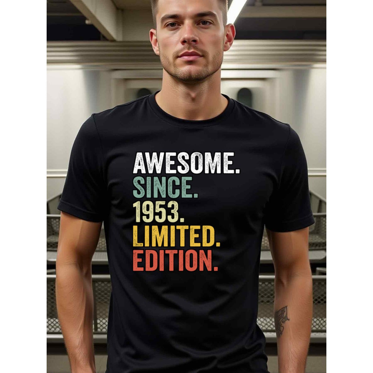 natee local warehouse clearance Awesome Since 1953 Limited Edition Vintage Birthday T-shirt, man's T-Shirt,100% Cotton Fabric,Crew Neck,Short Sleeve,Regular Fit,All-Season Casual Wear,180gsm-Ideal For Summer Holiday Gift, 男t