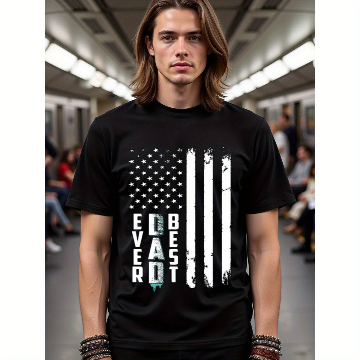 natee local warehouse clearance American Pride: Best Dad Ever Flag T-shirt, 男t, 男t