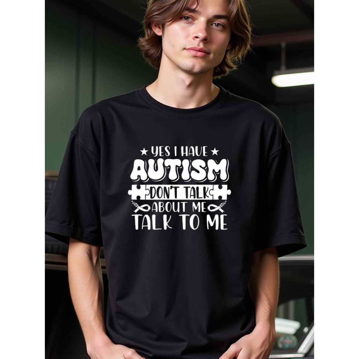 natee local warehouse clearance Autism Awareness: Talk to Me, Not About Me, 100% Cotton Fabric,Crew Neck,Regular Fit,Weekend Casual Wear,180gsm Family Friends Christian festival Thanksgiving Day, 男t