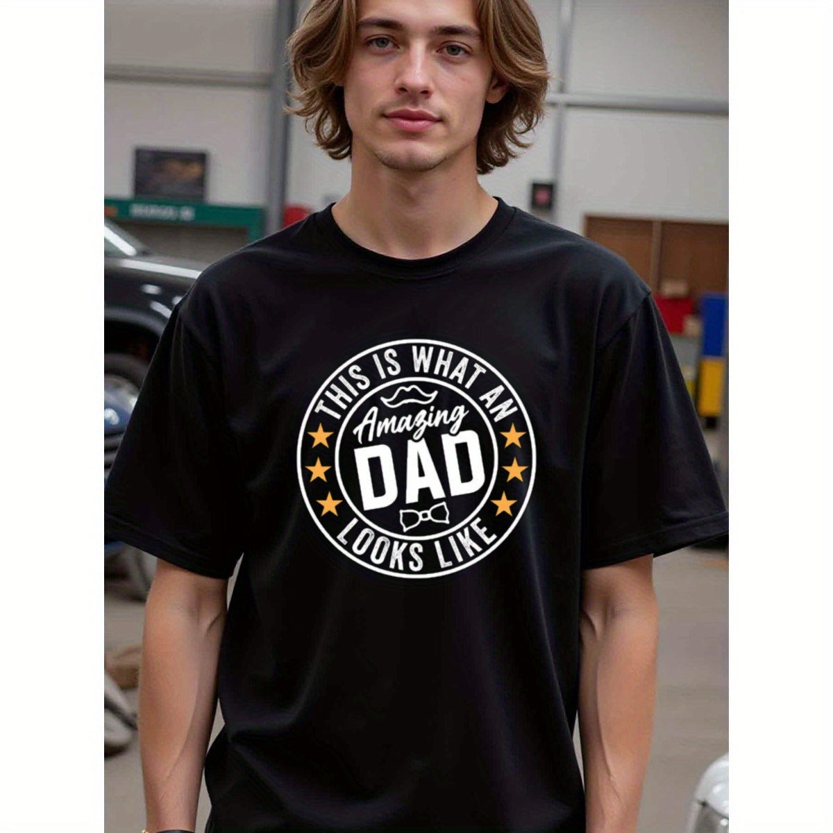natee local warehouse clearance Amazing Dad: a Tribute to Fatherhood T-shirt, man's T-Shirt,100% Cotton Fabric,Crew Neck,Short Sleeve,Regular Fit,All-Season Casual Wear,180gsm-Ideal for Valentines Christian festival Thanksgiving Day, 男t