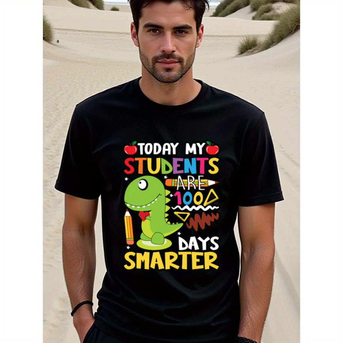 natee local warehouse clearance 100 Days of School Dinosaur Teacher Shirt, 男t, 男t