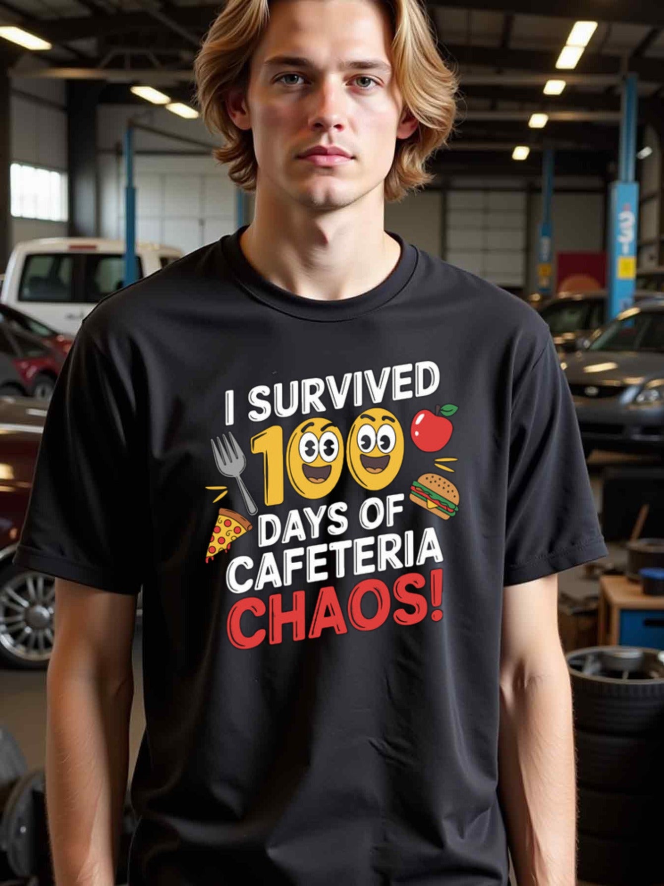 natee local warehouse clearance 100 Days of Cafeteria Chaos Survivor Shirt, 男t, 男t
