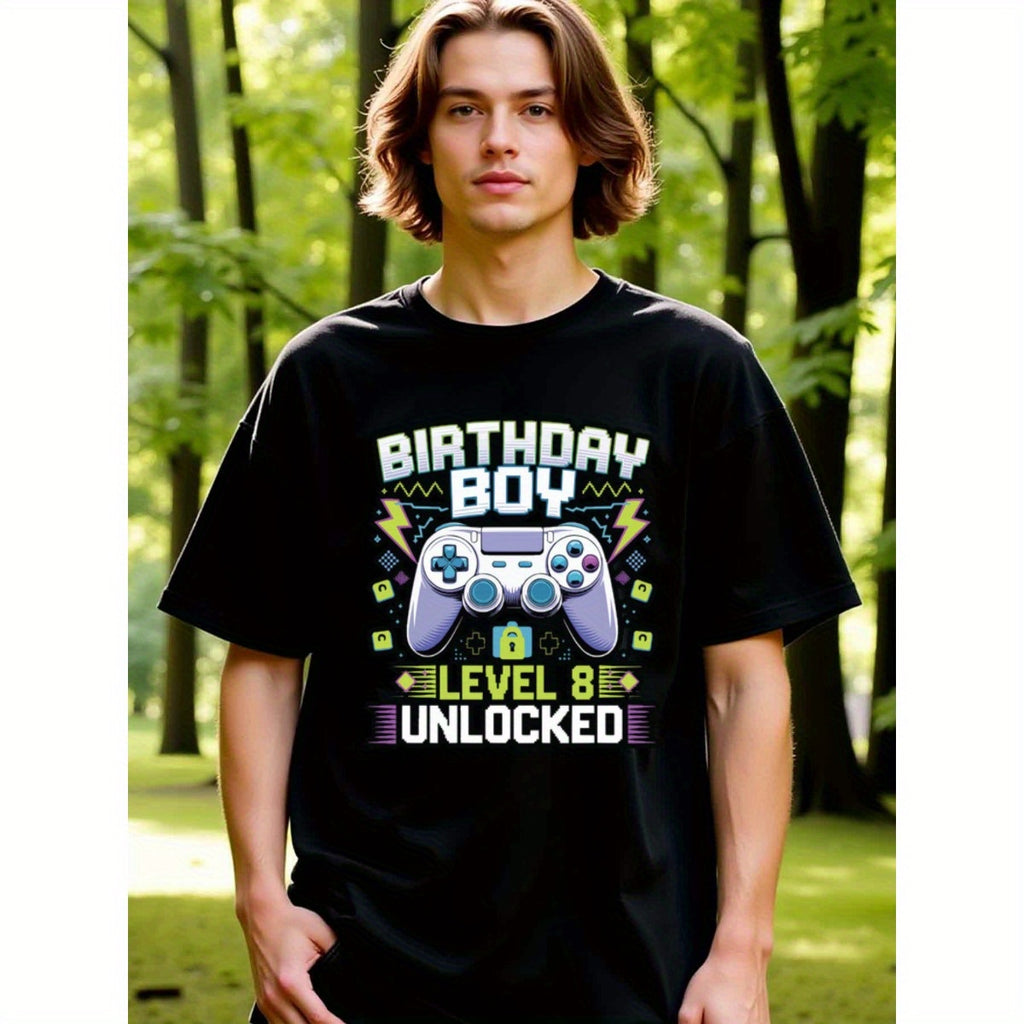 natee local warehouse clearance 8th Birthday Boy Gamer T-shirt: Level 8 Unlocked, 男t