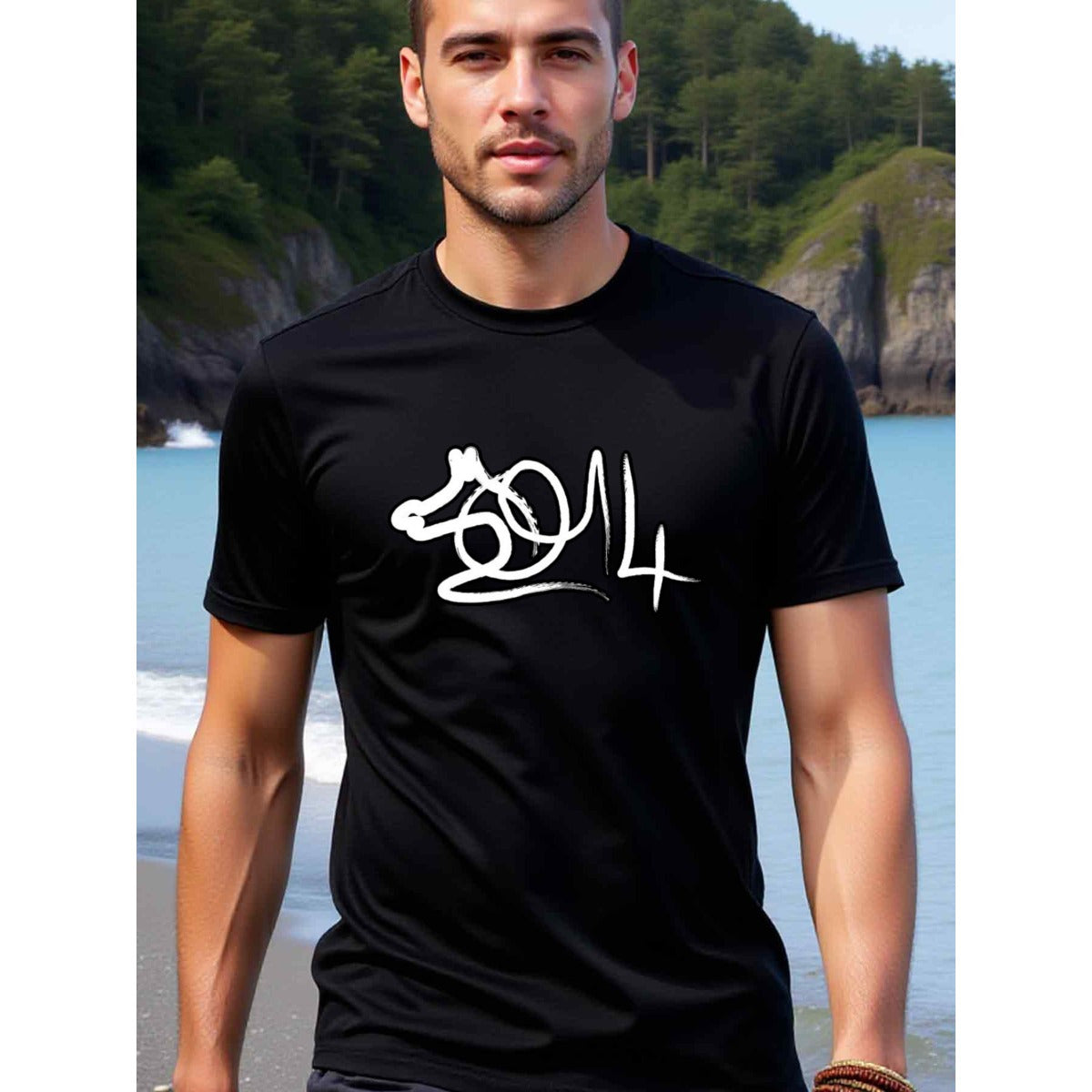 natee local warehouse clearance 2014 Year of the Horse Graphic Tee, man's T-Shirt,100% Cotton Fabric,Crew Neck,Short Sleeve,Regular Fit,All-Season Casual Wear,180gsm-Ideal for Valentines Christian festival Thanksgiving Day, 男t