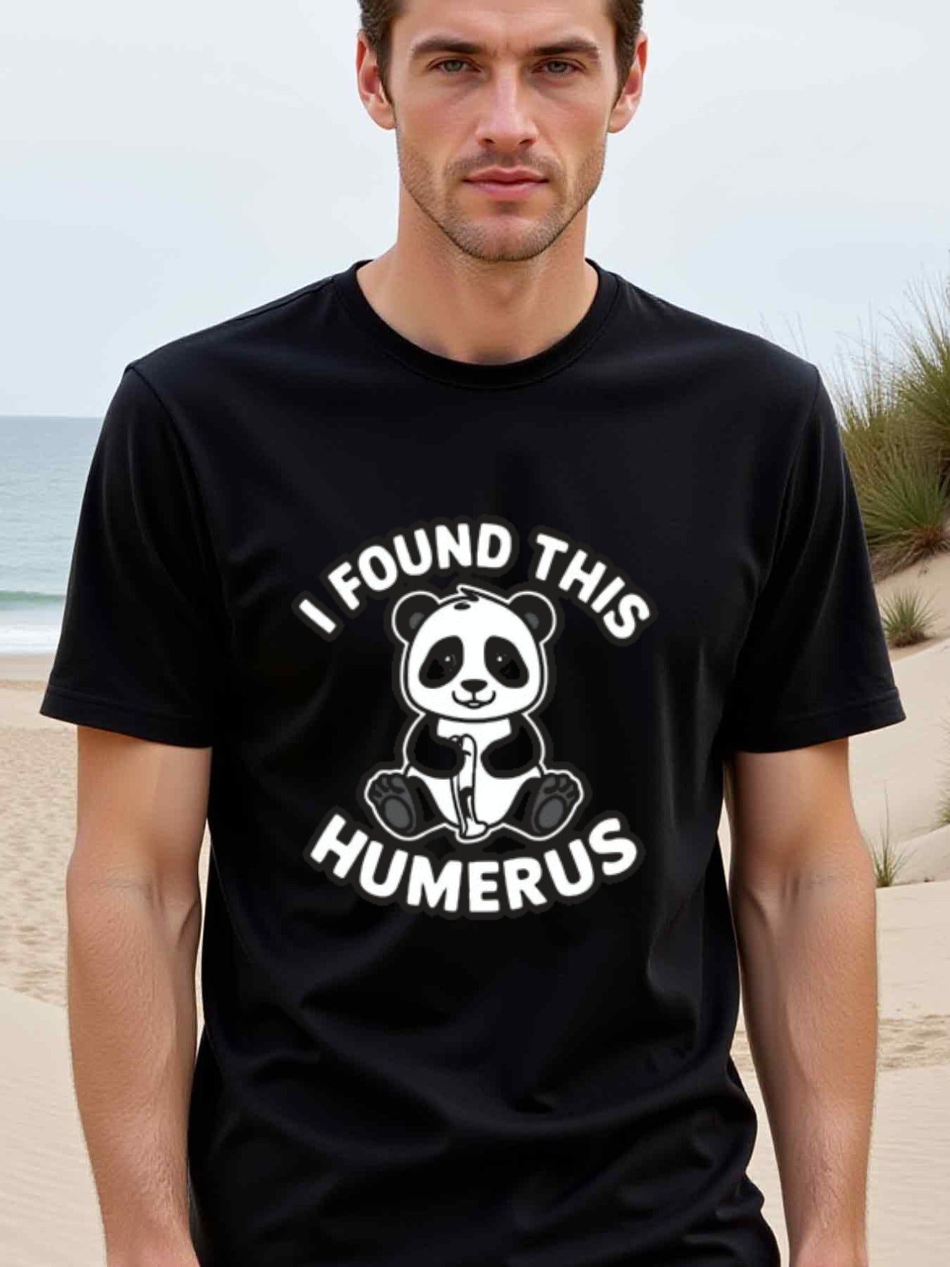 natee local warehouse clearance Adorable Panda Pun T-shirt: I Found This Humerus, man's T-Shirt,100% Cotton Fabric,Crew Neck,Short Sleeve,Regular Fit,All-Season Casual Wear,180gsm-Ideal For Summer Holiday Gift, 男t