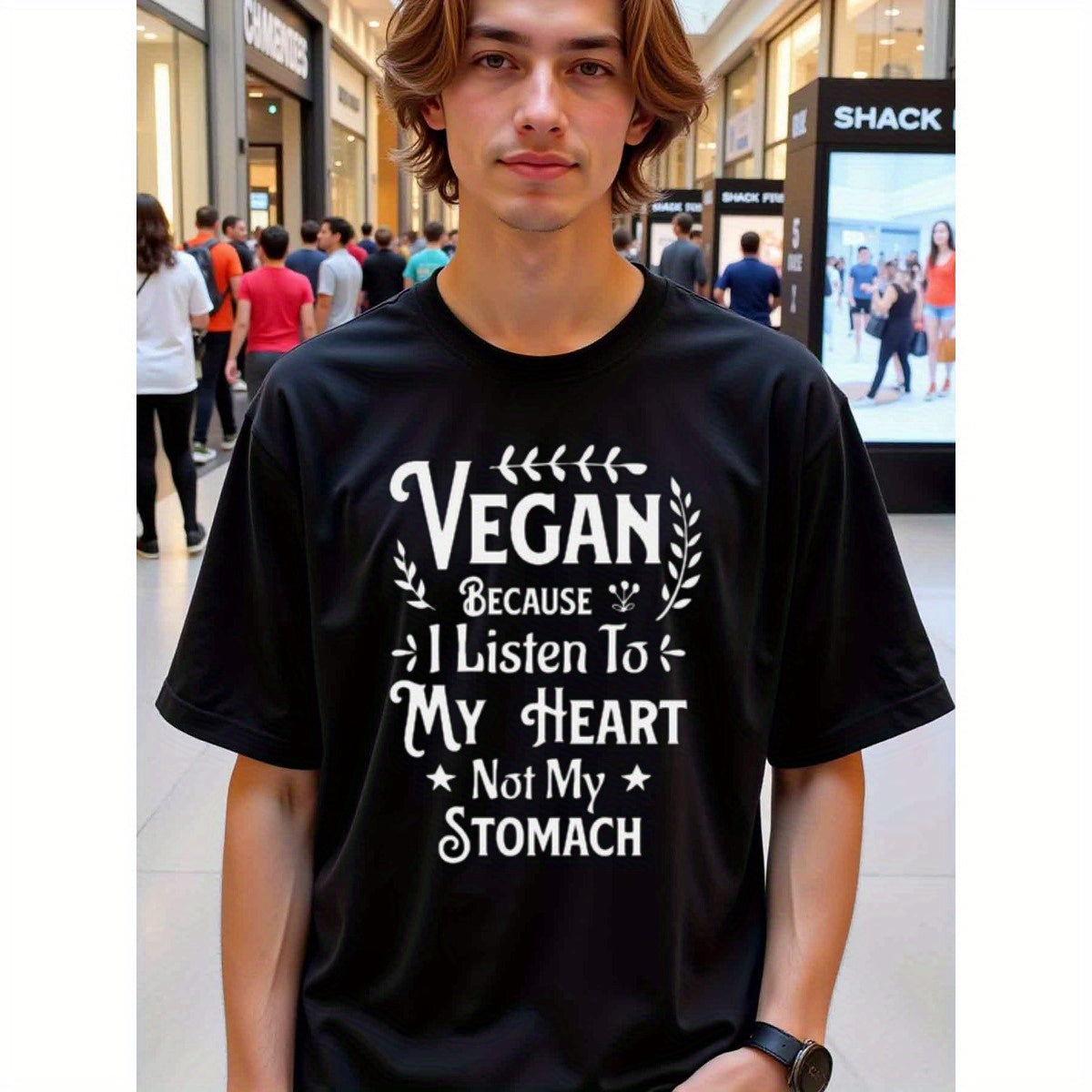 natee local warehouse clearance Vegan T-shirt: Listen to Your Heart, Not Your Stomach,